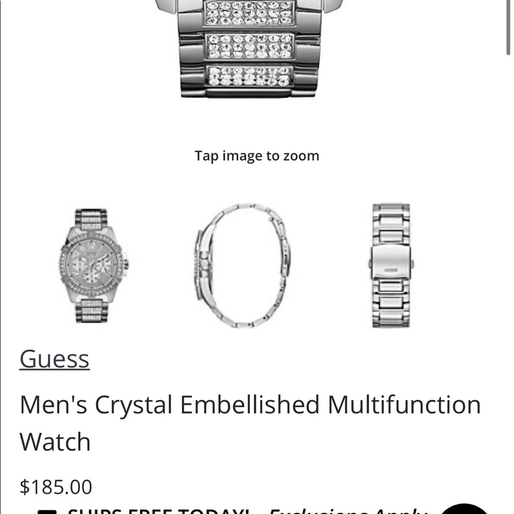 Guess silver rhinestone watch unisex new